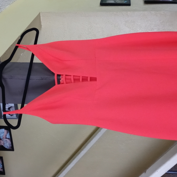 BCBGMaxazria Long Orange Cut-Out Evening Dress Thigh-High Side-Slit (Ariel)Sz 10 - Picture 2 of 7